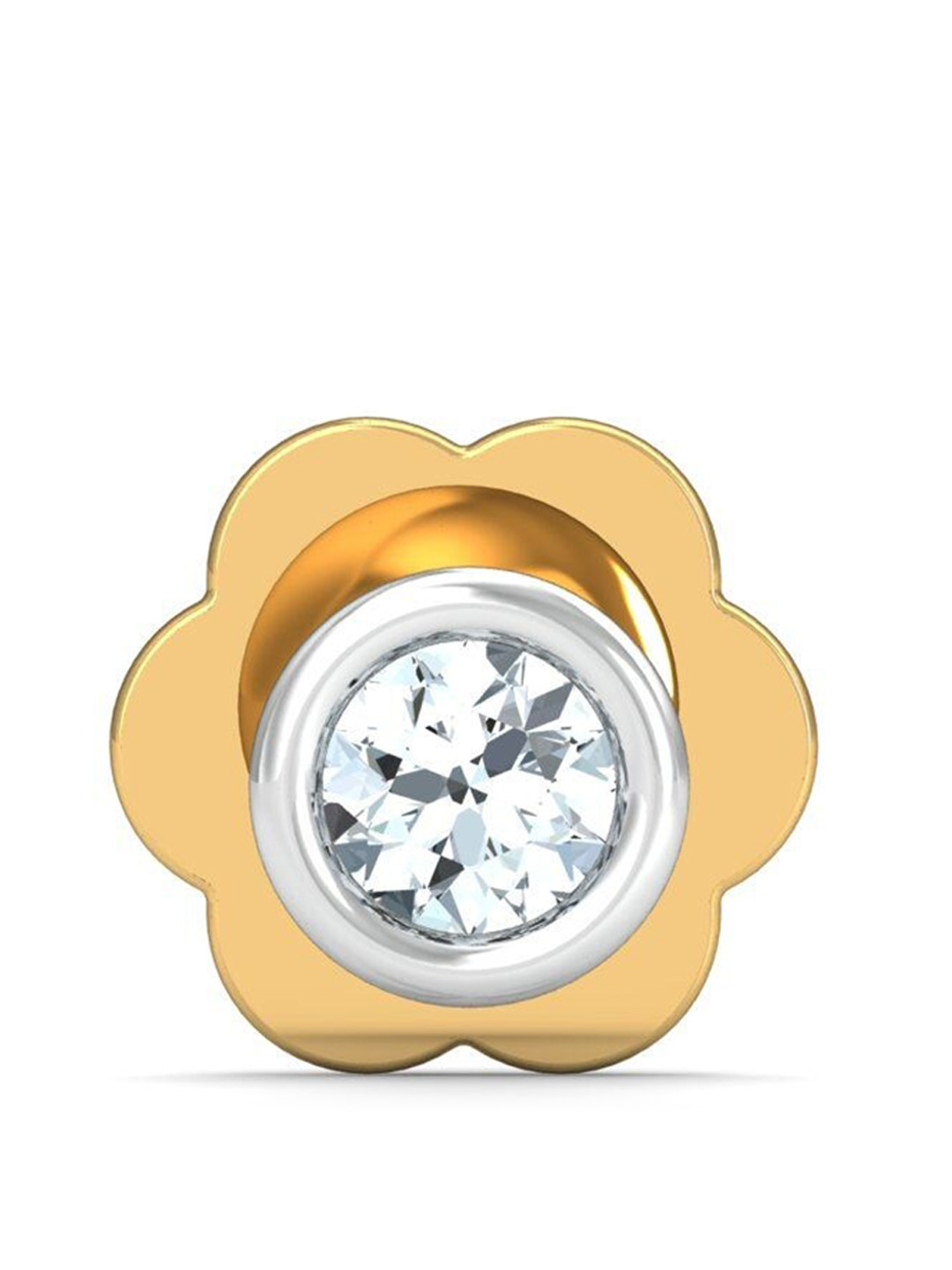 KUBERBOX Bezel 18KT Gold Diamond Studded Nose Pin-0.36 gm