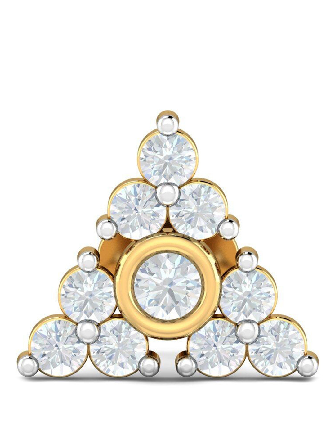 KUBERBOX Pyramid 18KT Gold Diamond Studded Nose Pin-0.6g