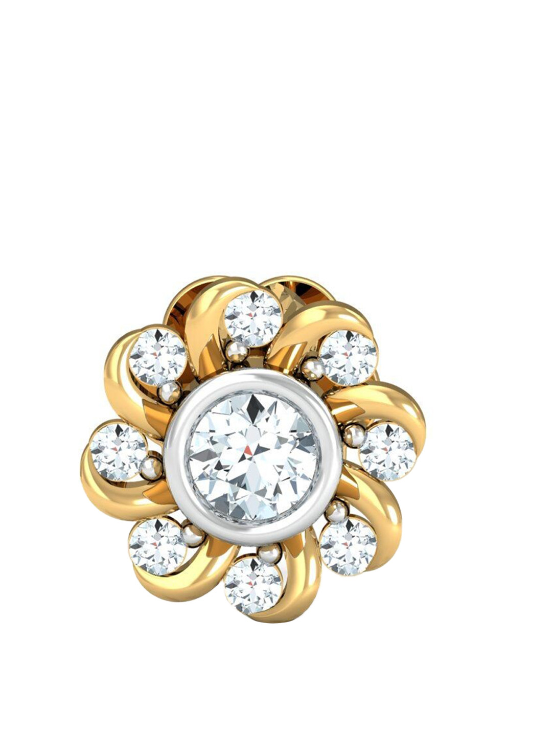 KUBERBOX Helit 18KT Gold Diamond Studded Nose Pin-0.33 gm