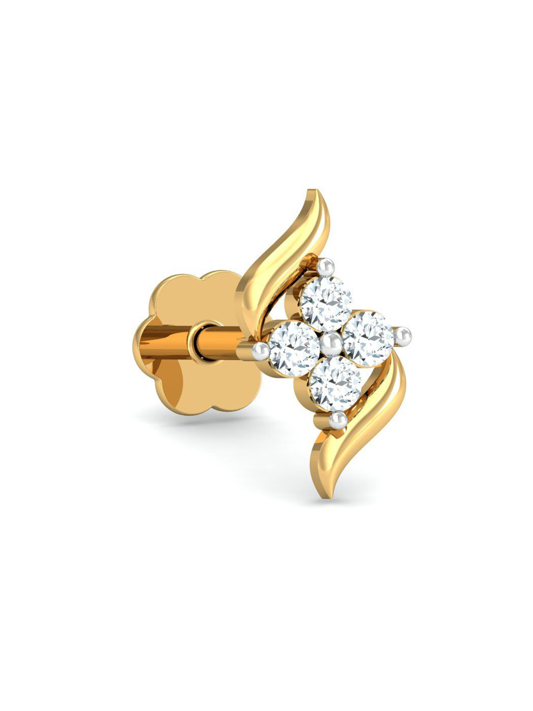 KUBERBOX 18K Yellow Gold Diamond Dvidal Nose Stud