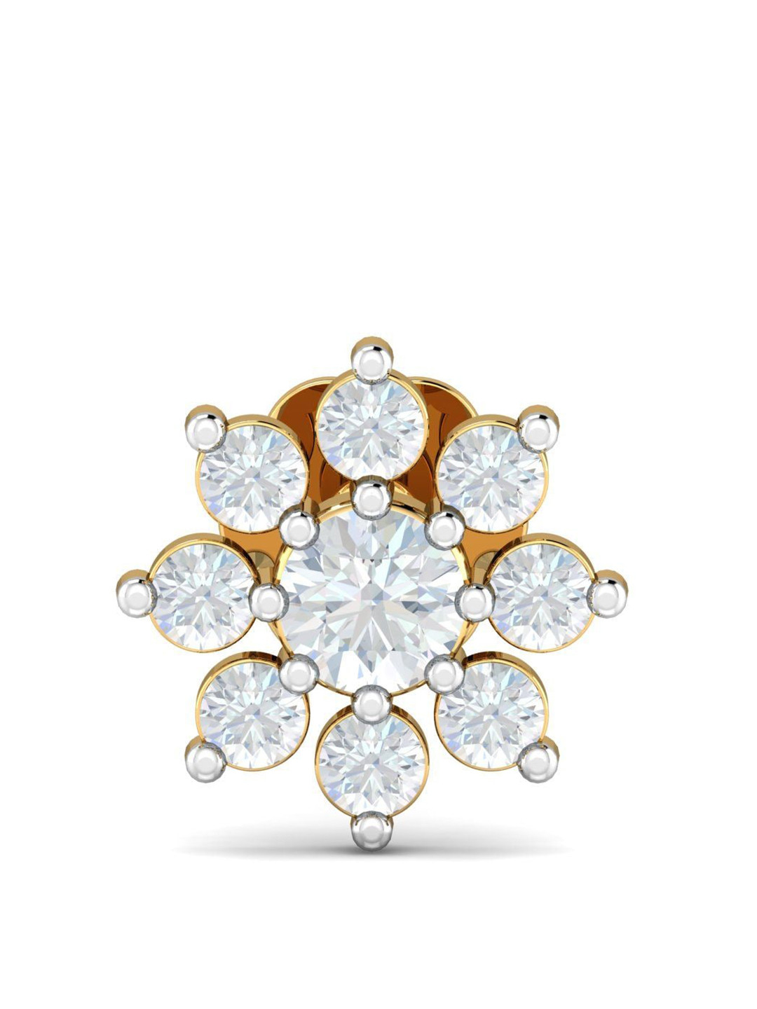 KUBERBOX Suru 18KT Gold Diamond Studded Nose Pin-0.5g