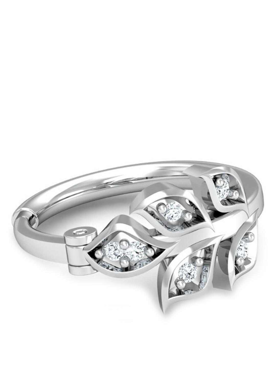 KUBERBOX Parn 18KT White Gold Diamond Studded Nose Pin-0.59 gm