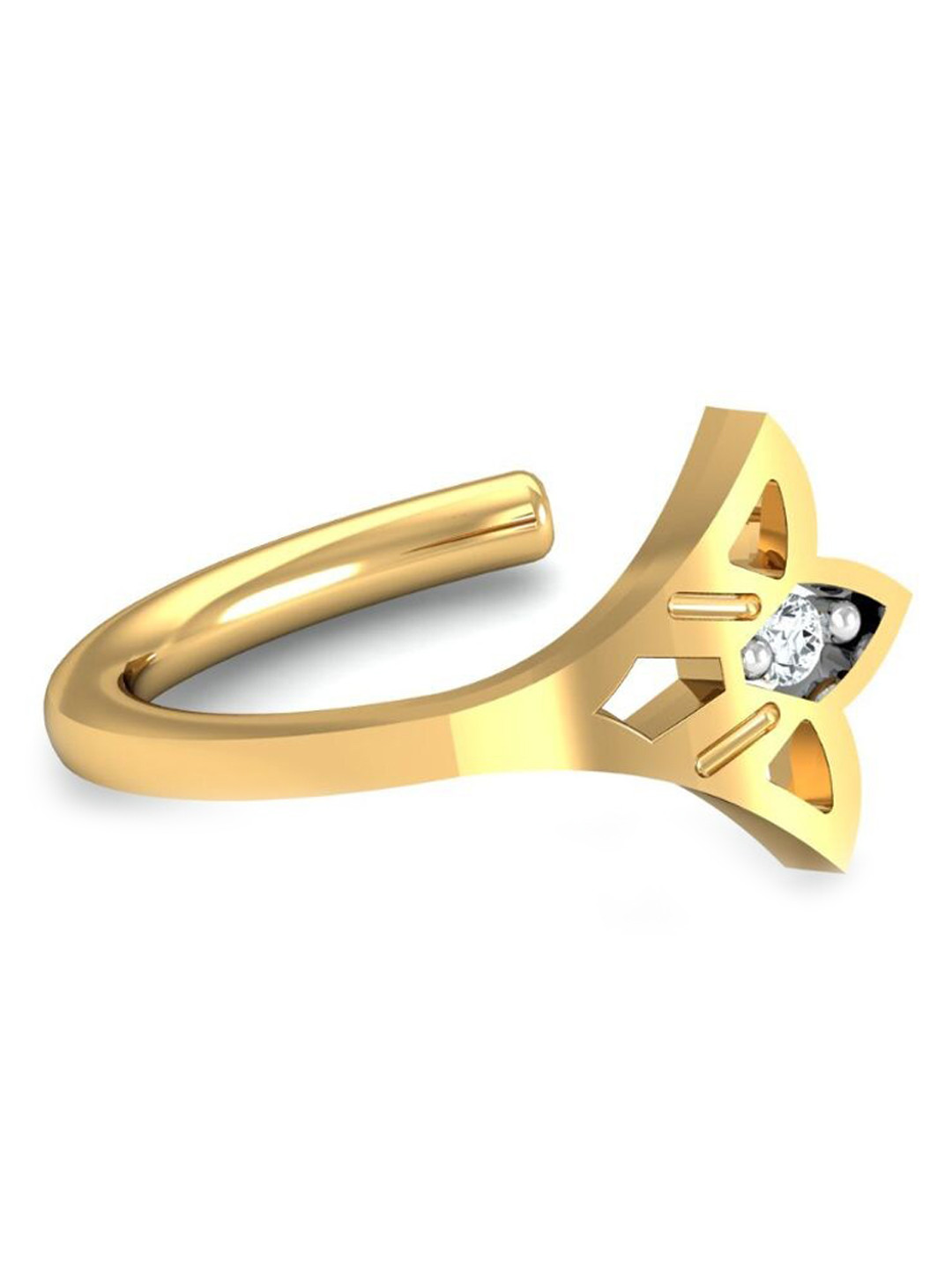 KUBERBOX Ahnika 18KT Gold Diamond Studded Nose Pin-0.23 gm
