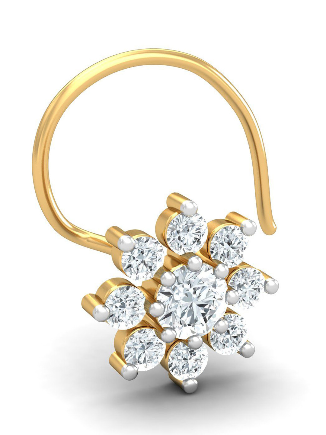 KUBERBOX 18K Yellow Gold Diamond Suru 0.14 Carat Nose Pin