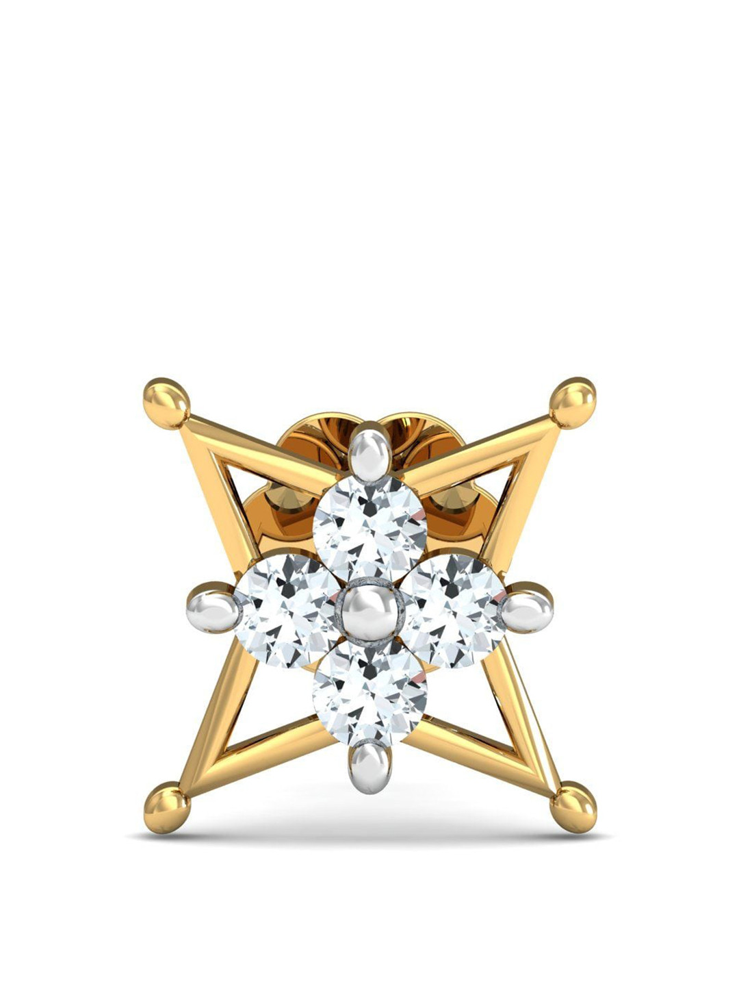 KUBERBOX Adalee 18KT Gold Diamond Studded Nose Pin-0.3g