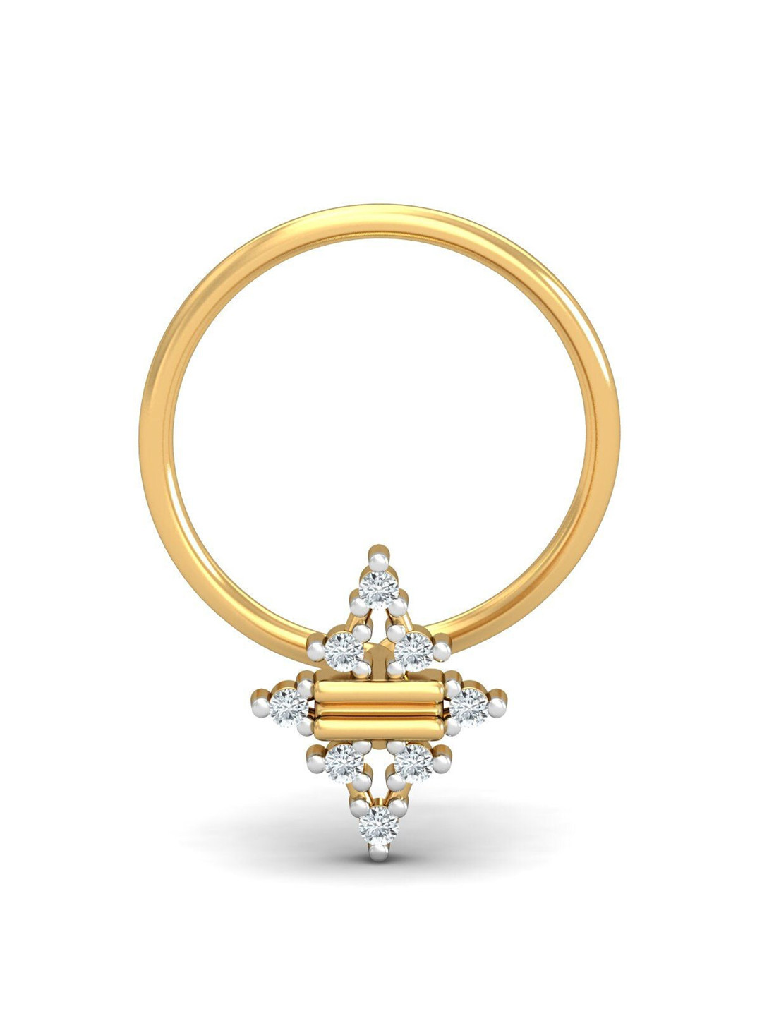 KUBERBOX Desire 18KT Gold Diamond Studded Nose Pin-0.41 gm