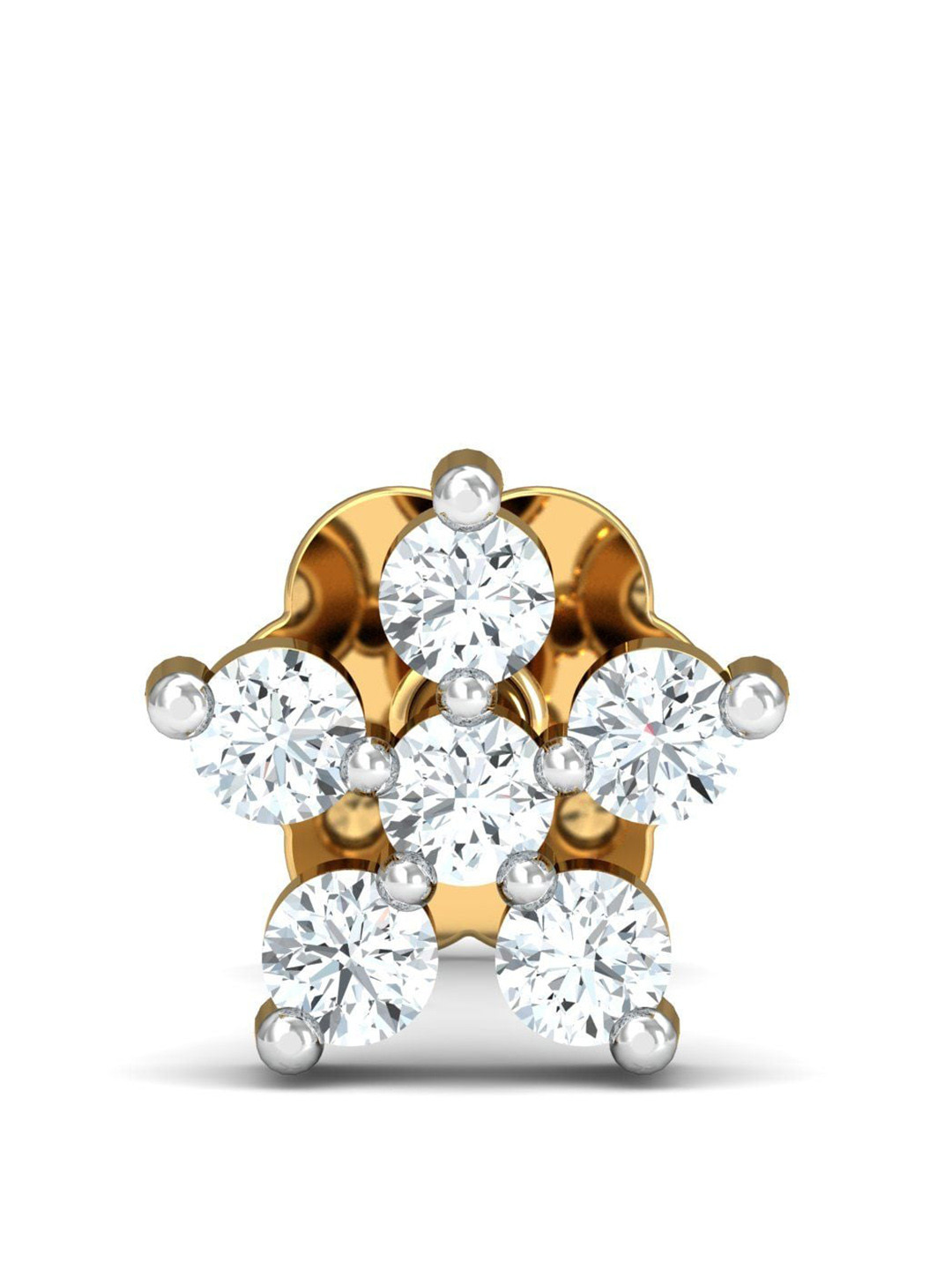 KUBERBOX Blime 18KT Gold Diamond Studded Nose Pin-0.4g