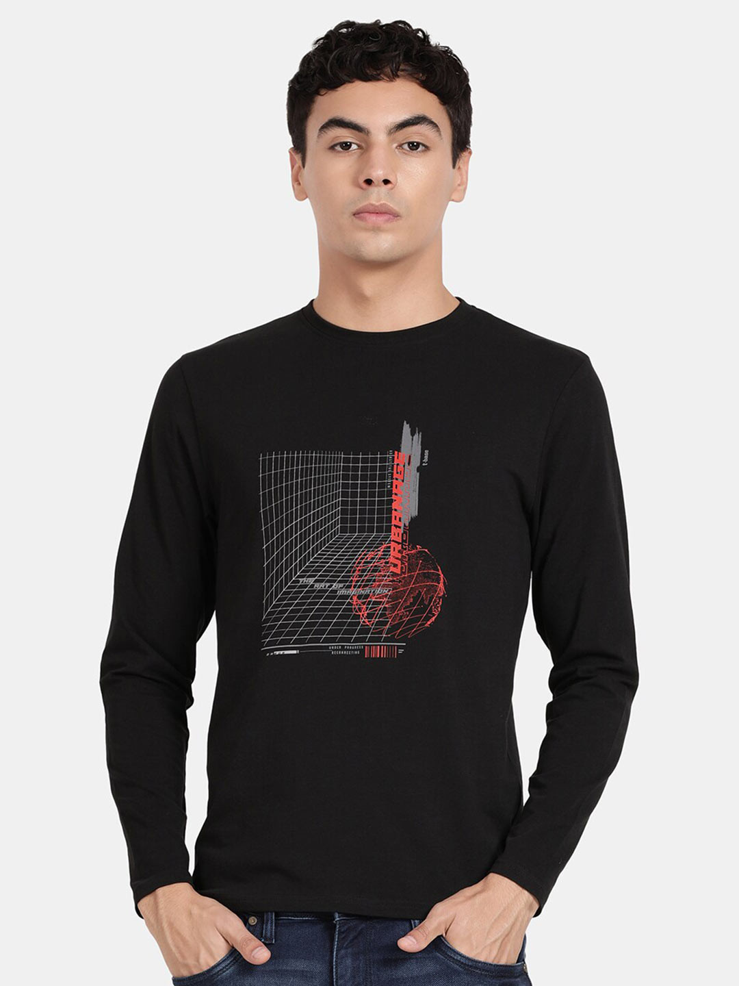t-base Men Printed Cotton Lycra T-shirt