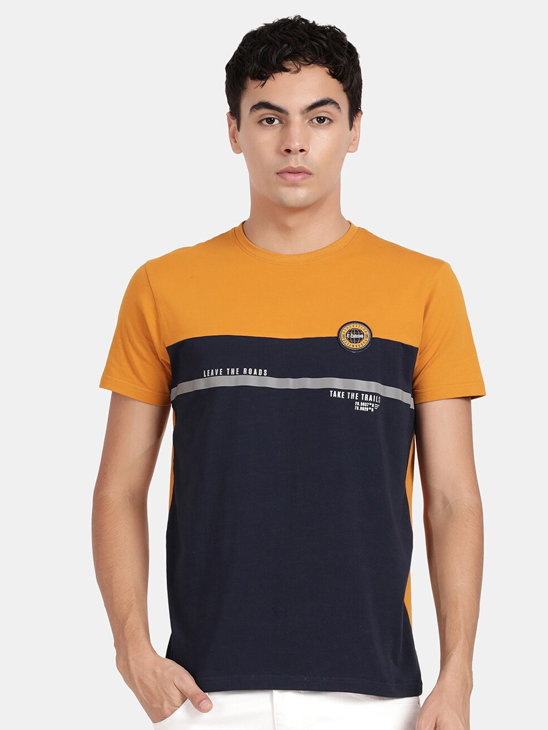 t-base Men Colourblocked Casual T-shirt