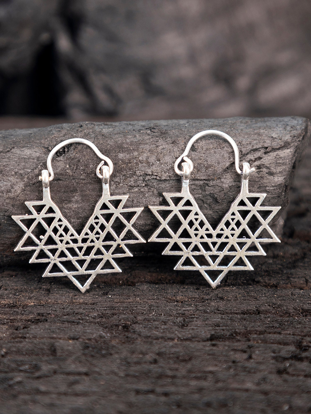 Studio One Love Silver-Plated Contemporary Hoop Earrings