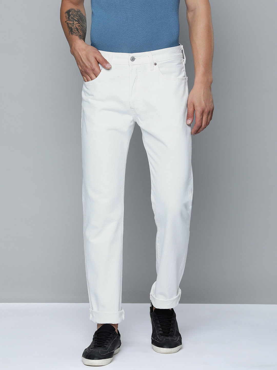 Levi's white jeans 501 best sale