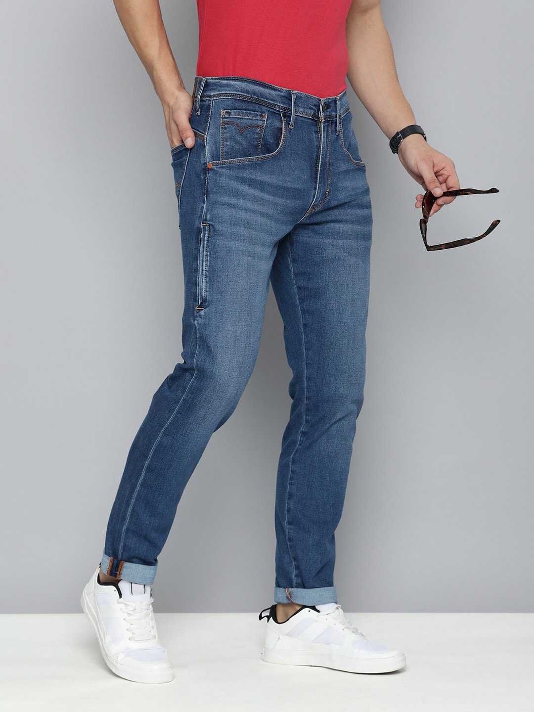 Levis Men Light Fade Stretchable Slim Tapered Fit Jeans