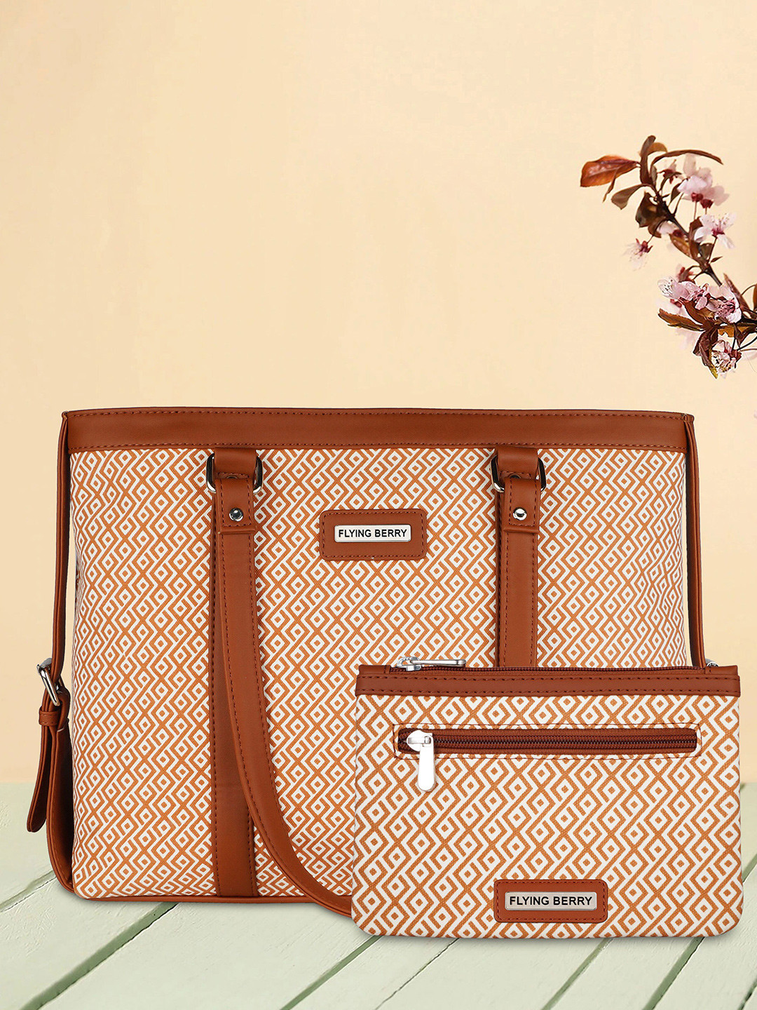 FLYING BERRY Women Geometric Printed Laptop Bag with Pouch - 40.6cm