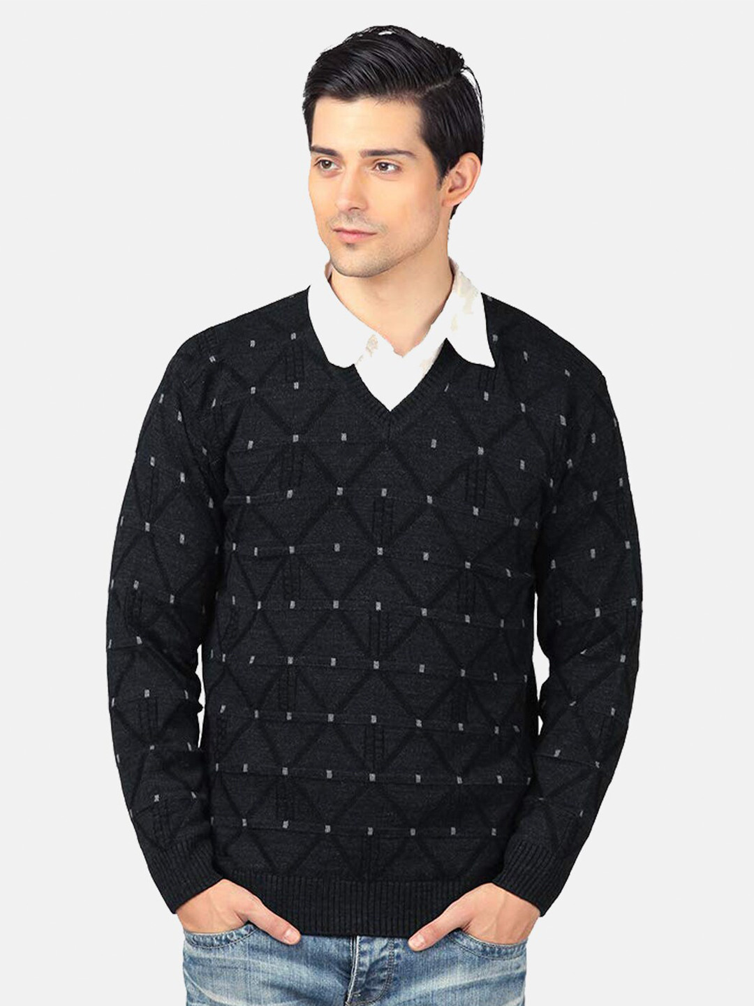 aarbee Checked V-Neck Pullover