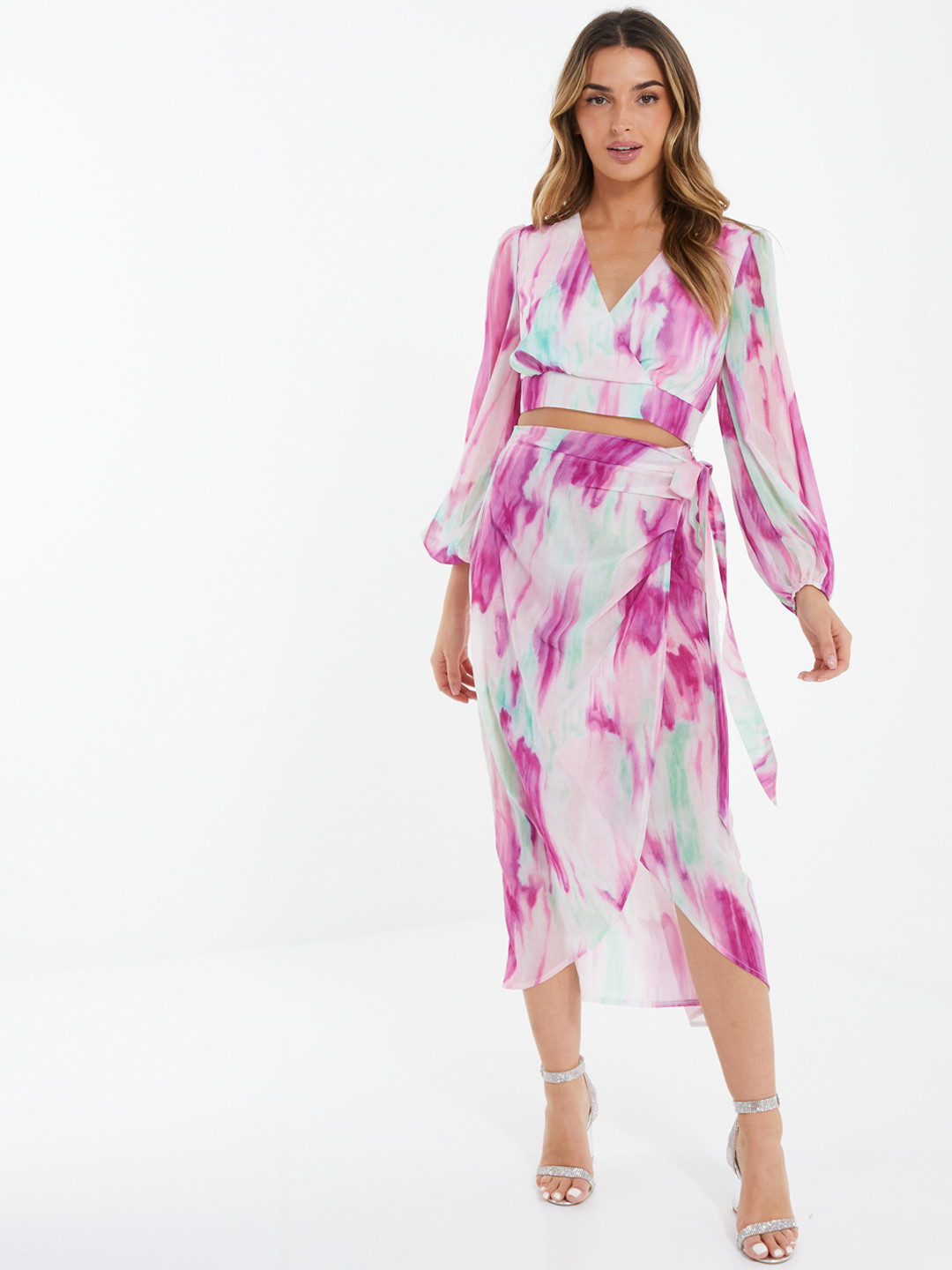 QUIZ Dyed Wrap Maxi Skirt
