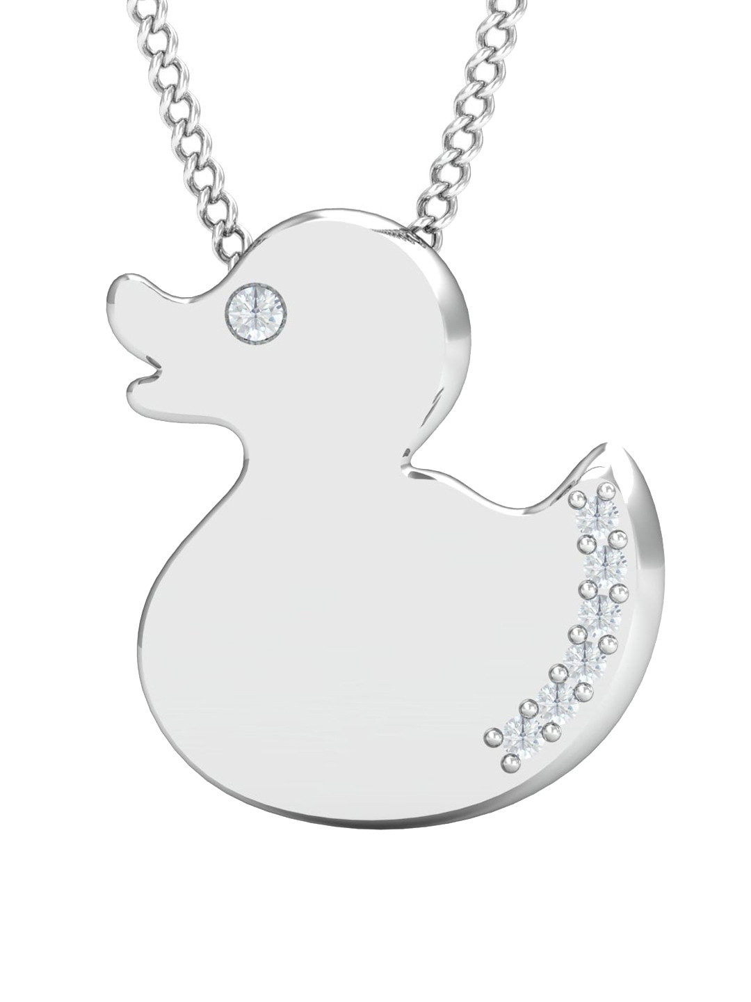 KUBERBOX Duck 18KT White Gold Diamond-Studded Pendant-1.28gm