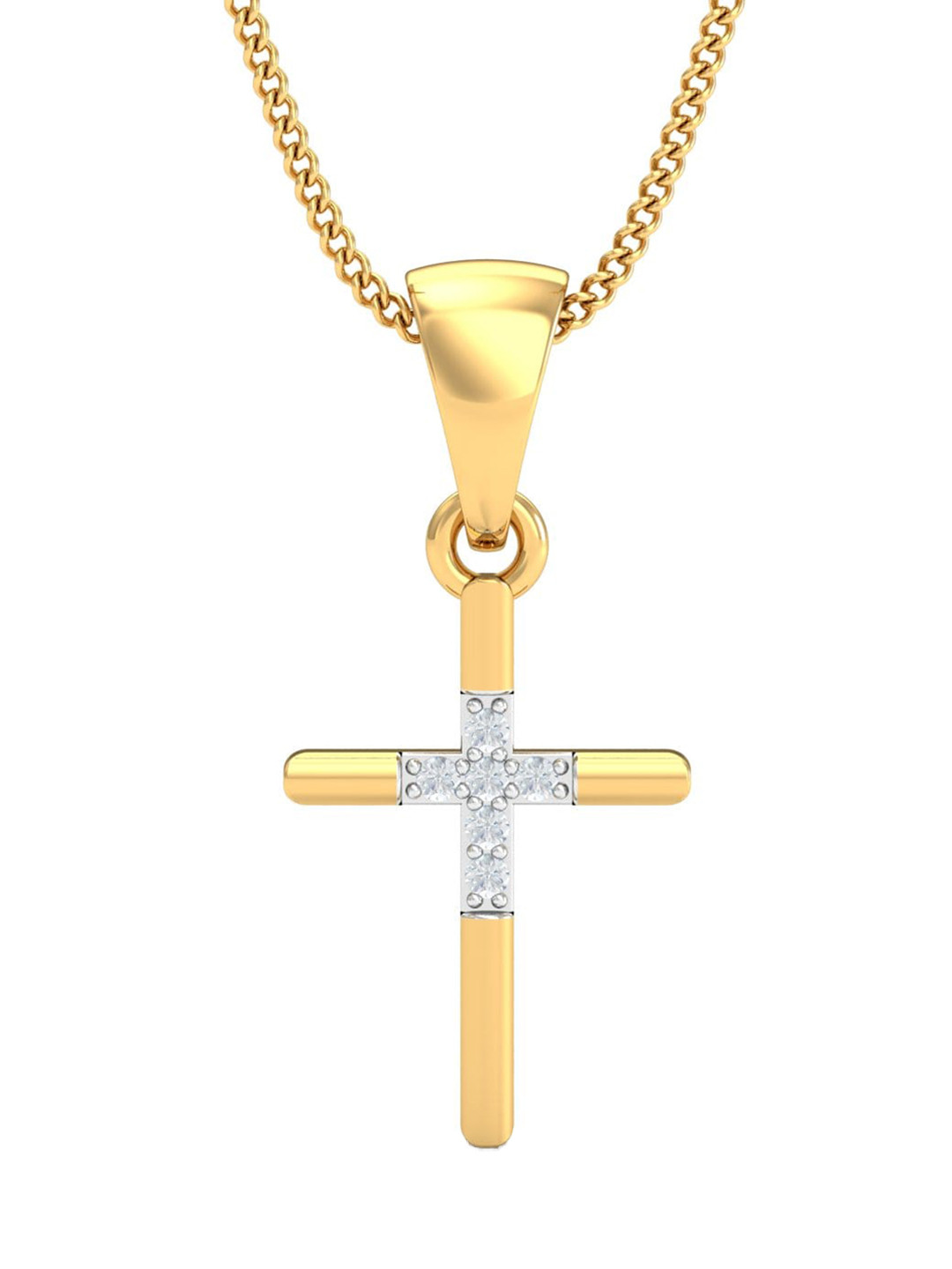 KUBERBOX Almighty Jesus 18KT Gold Diamond-Studded Pendent-0.7gm