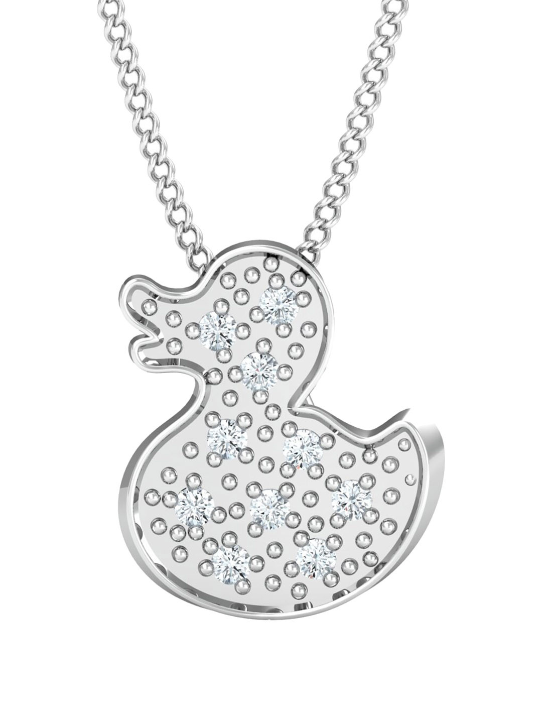 KUBERBOX Little Duck 18KT White Gold Diamond-Studded Pendant-0.99gm