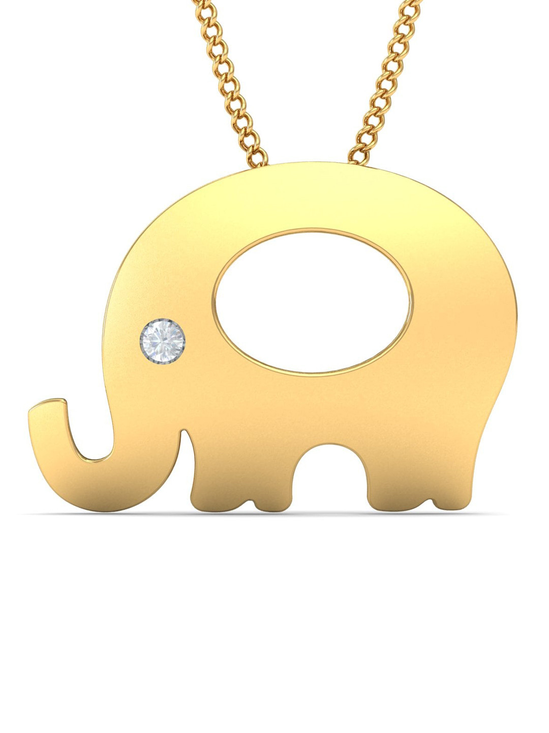 KUBERBOX 18KT Gold Diamond-Studded Elephant Pendant-1.53gm