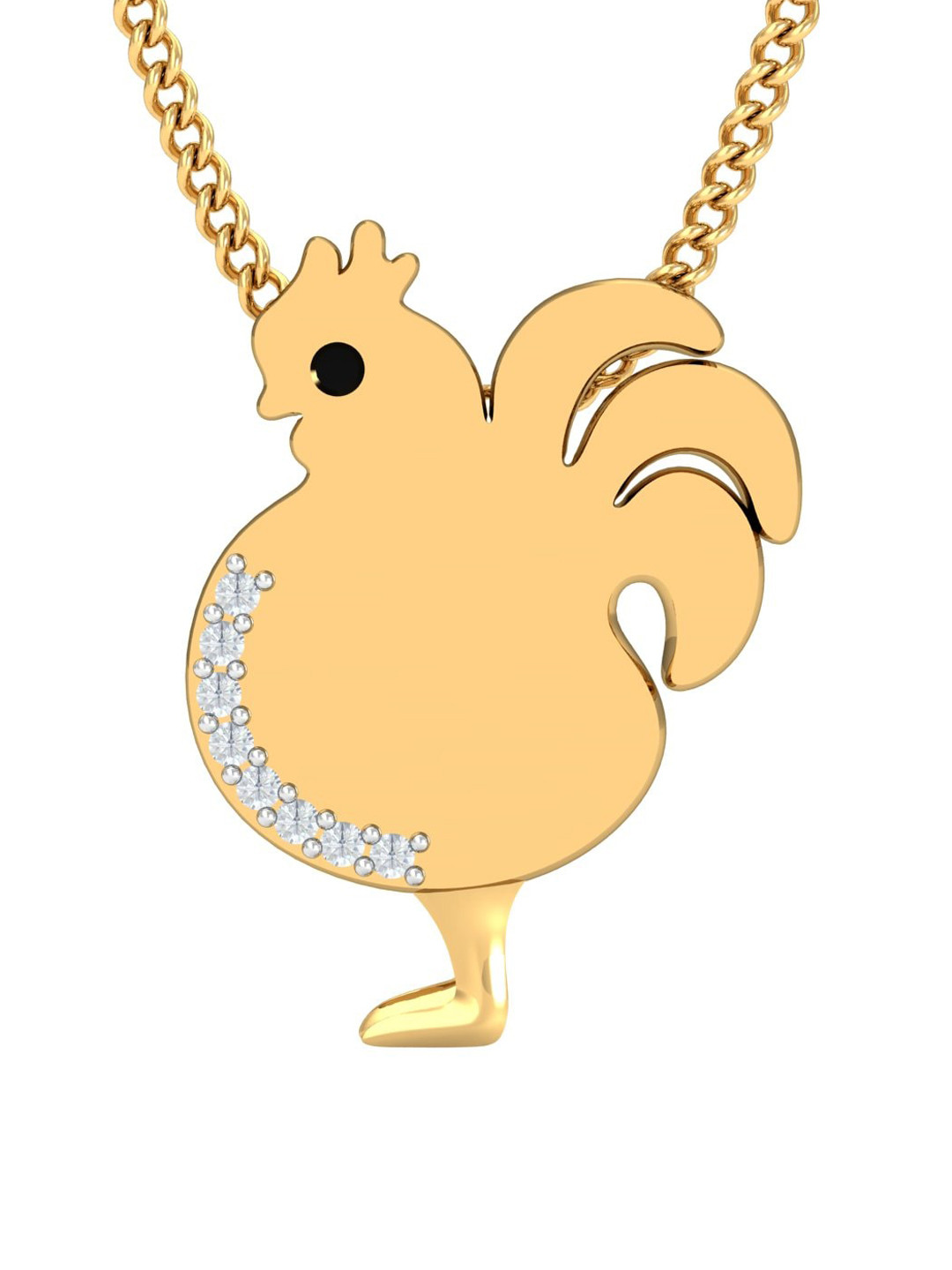 KUBERBOX Hen 18KT Gold Diamond-Studded Pendant-1.66gm