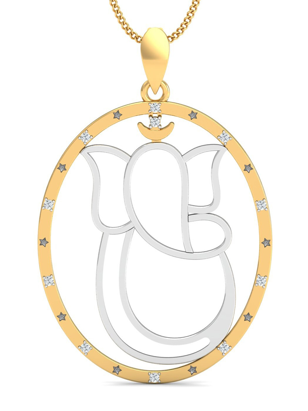 KUBERBOX Starry Ganesh 18KT Gold Diamond-Studded Pendant-2.19gm