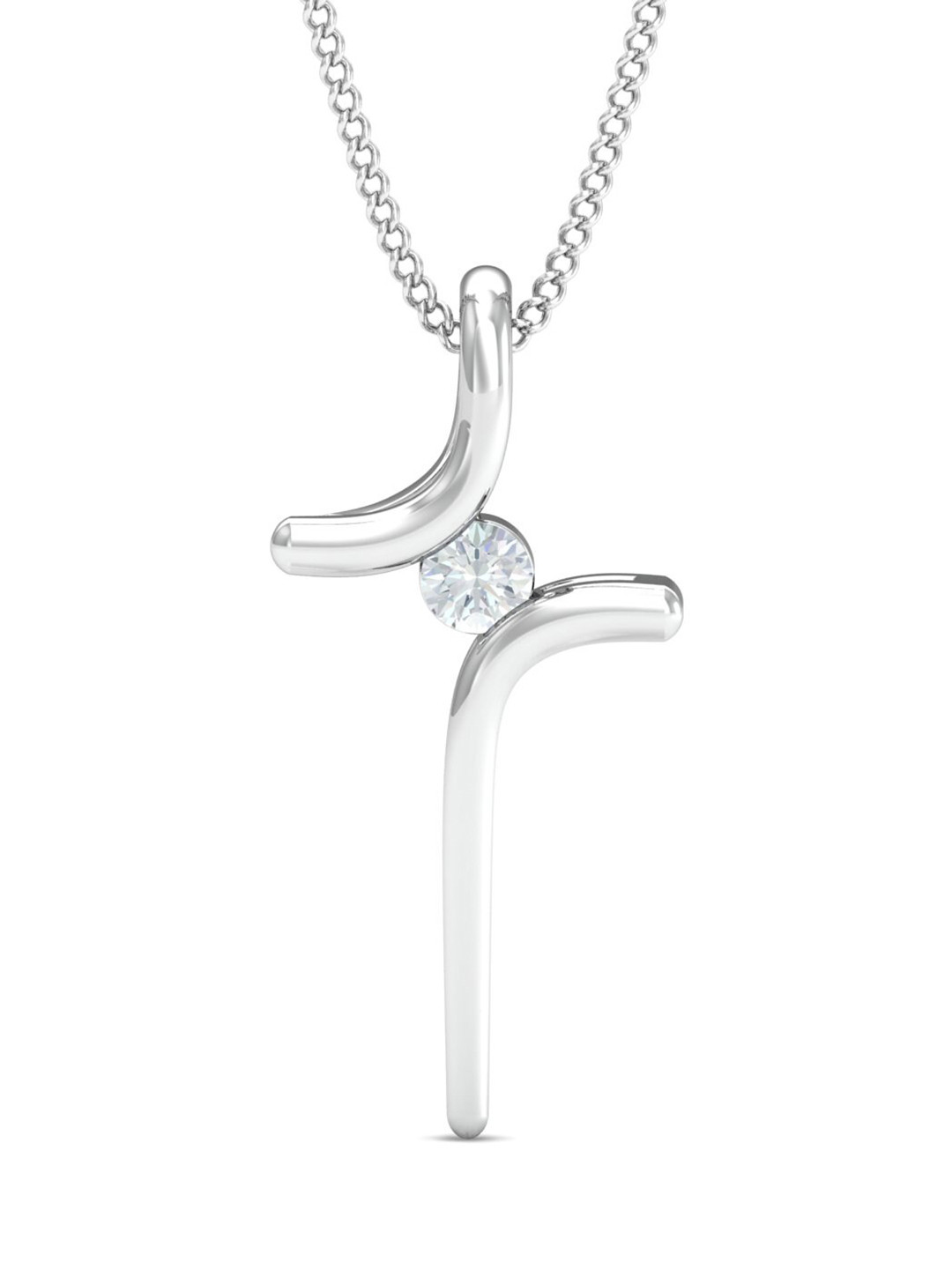 KUBERBOX Amora Abstract 18KT White Gold Diamond-Studded Pendant-0.84gm