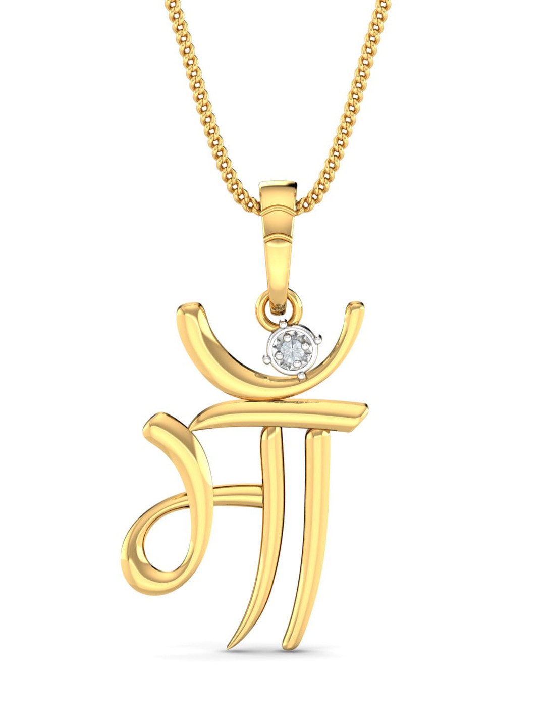 KUBERBOX Maa Diamond 18KT Gold Diamond-Studded Pendant-1.3gm