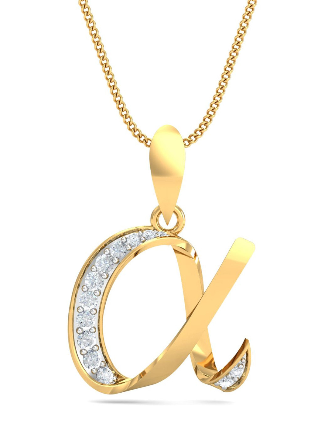 KUBERBOX Alpha 18KT Gold Diamond-Studded Pendant-1.31gm