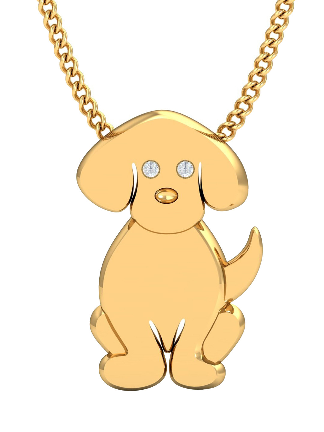 KUBERBOX Dog 18KT Gold Diamond-Studded Pendant-1.76gm