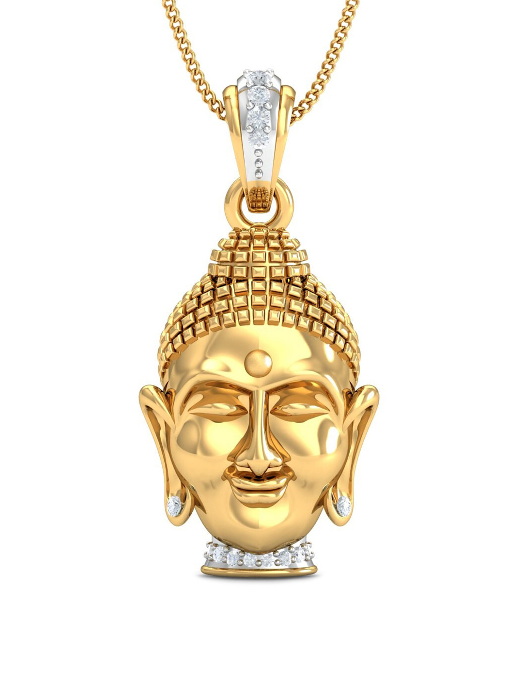 KUBERBOX Divine Buddha 18KT Gold Diamond-Studded Pendant-2.9gm