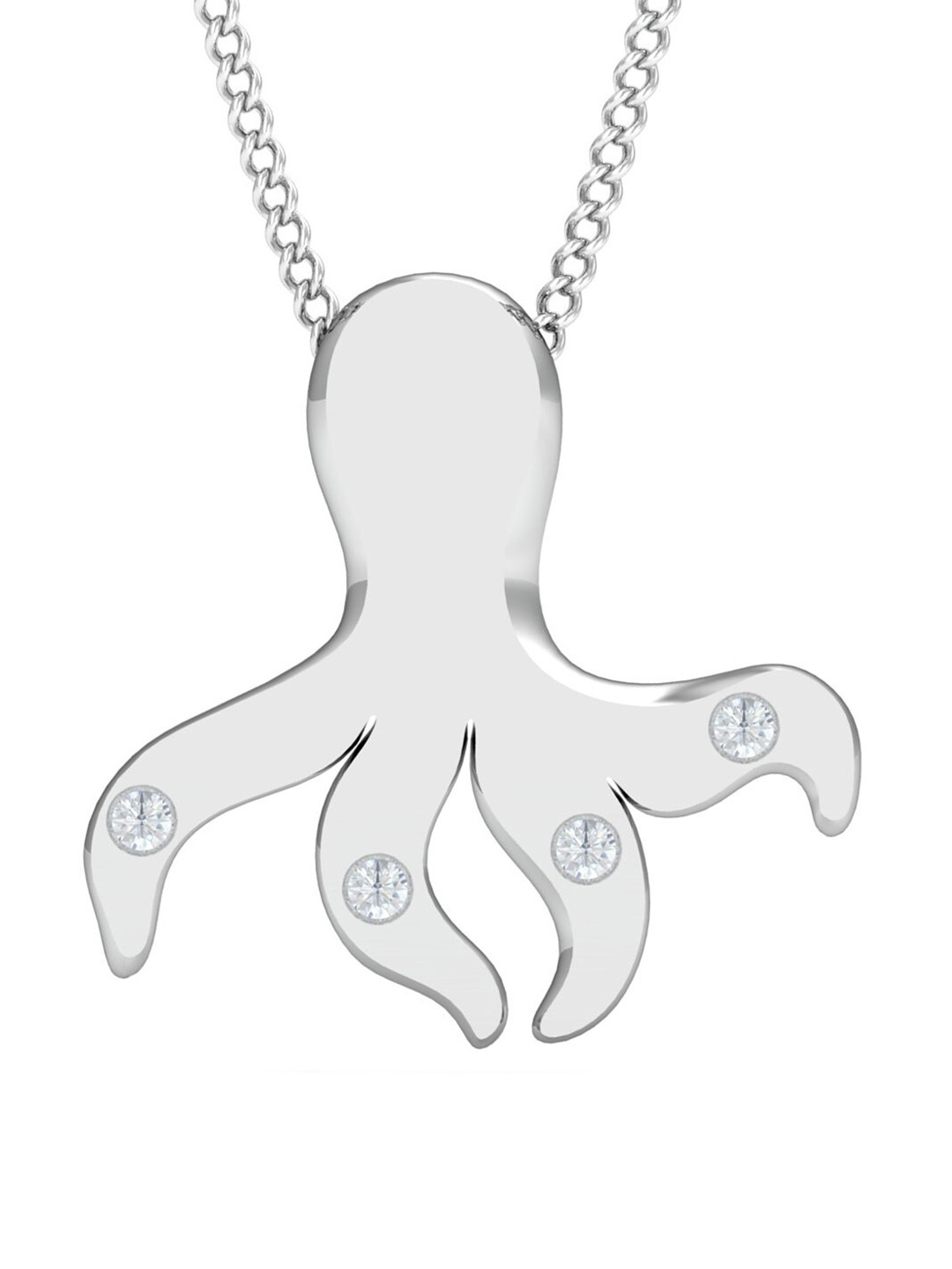 KUBERBOX Octopus 18KT White Gold Diamond Studded Pendant-1.28gm
