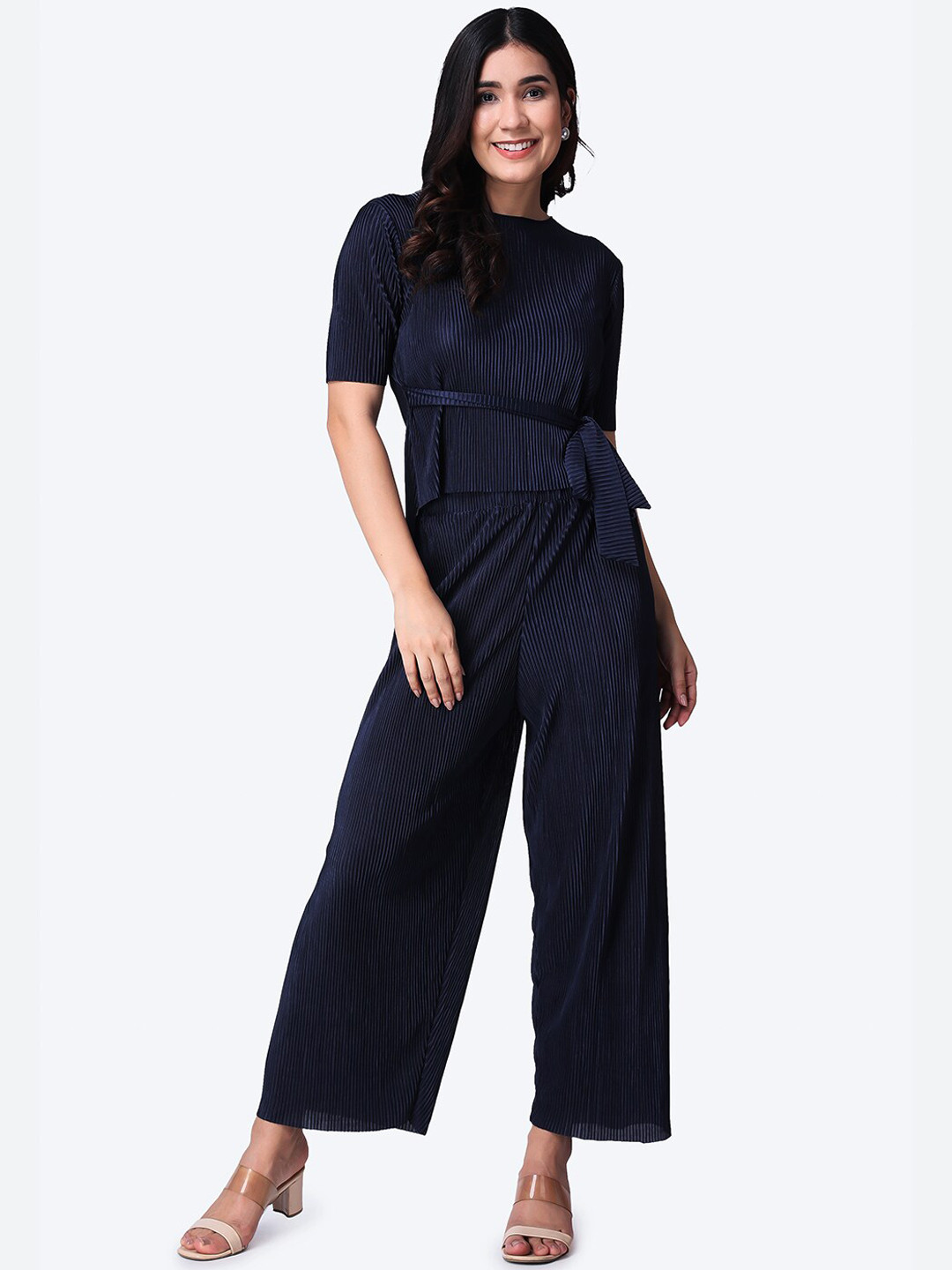 Popwings Self Design Top With Tie-Ups & Palazzo