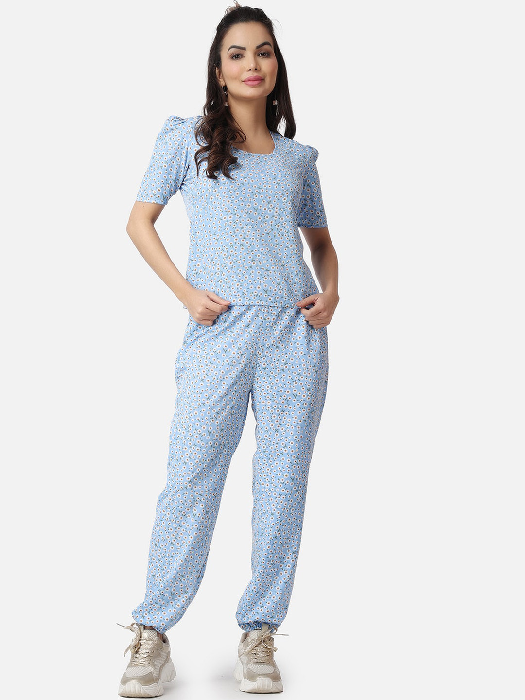 Popwings Floral Printed Top & Jogger Co-Ords Set