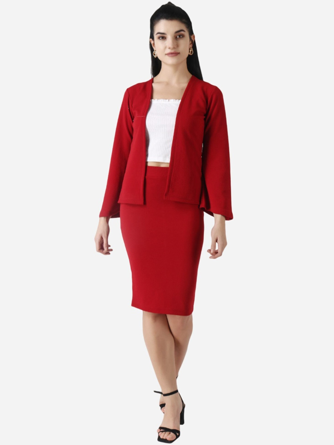 Popwings Shrug With Knee-Length Skirt