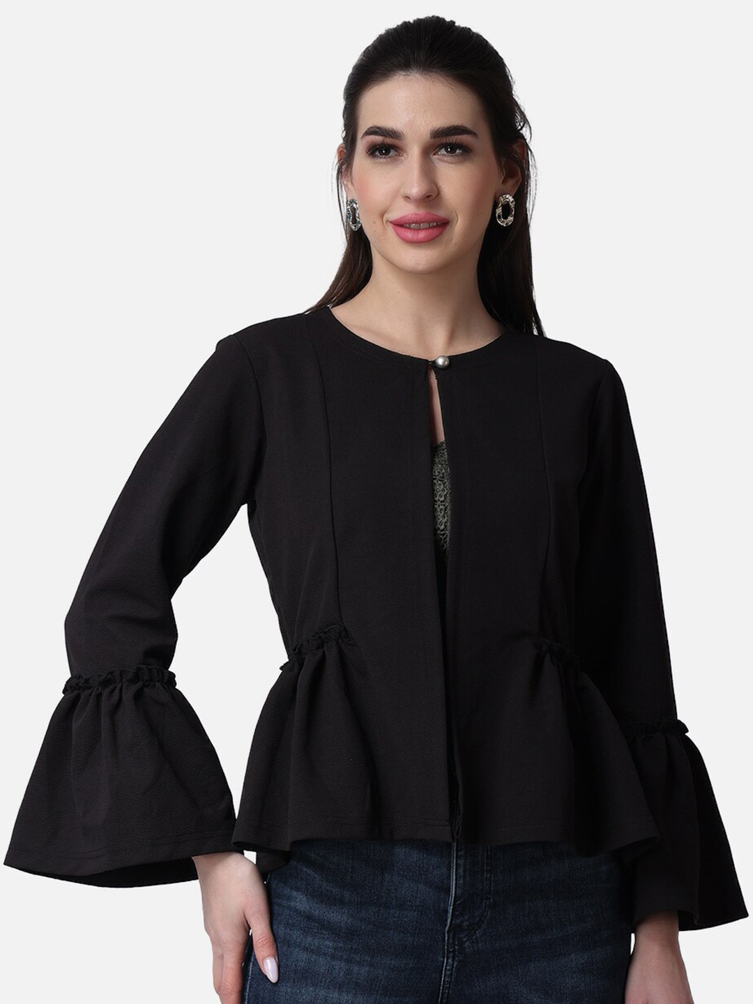 Popwings Bell Sleeves Button Closure Shrug