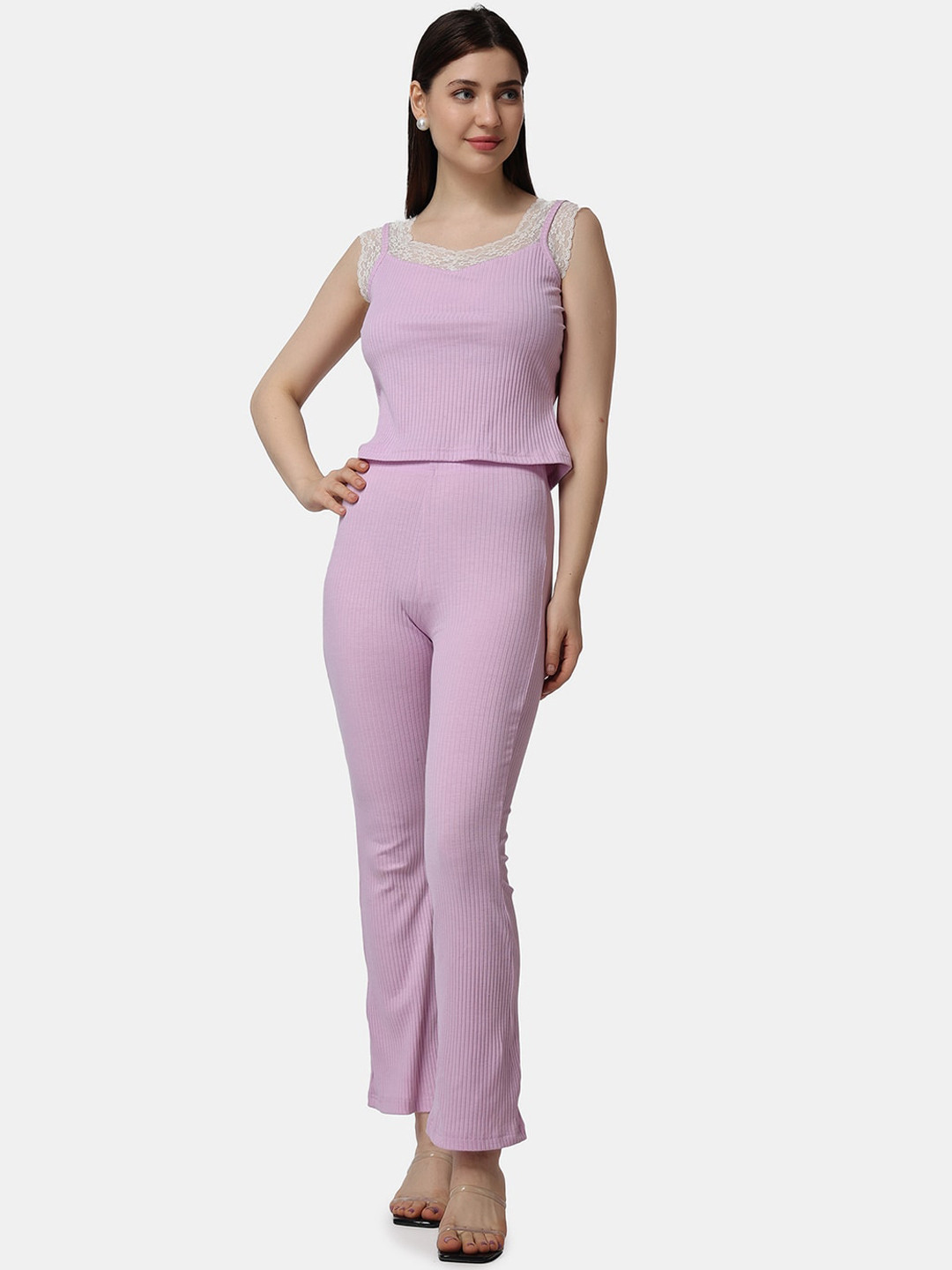 Popwings Self-Design Laced Top With Trousers