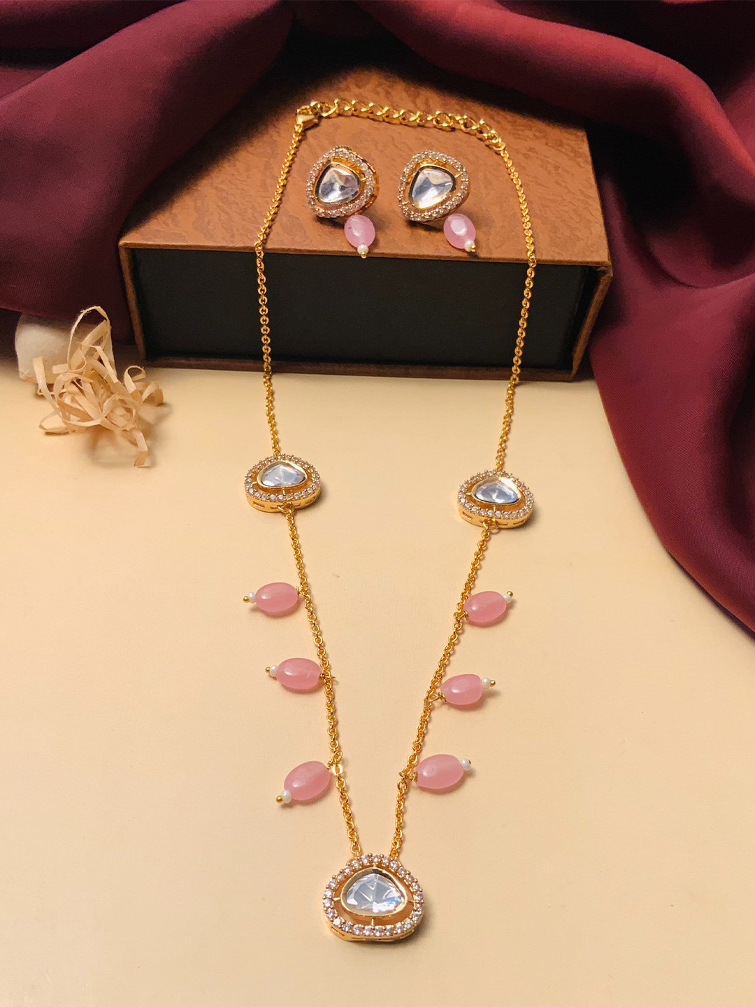 ABDESIGNS Gold-Plated Kundan Polki Jewellery Set