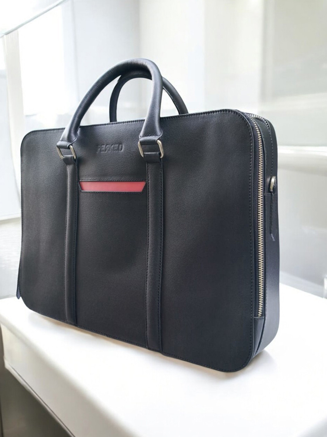 PERKED Headline Unisex Leather Laptop Bag