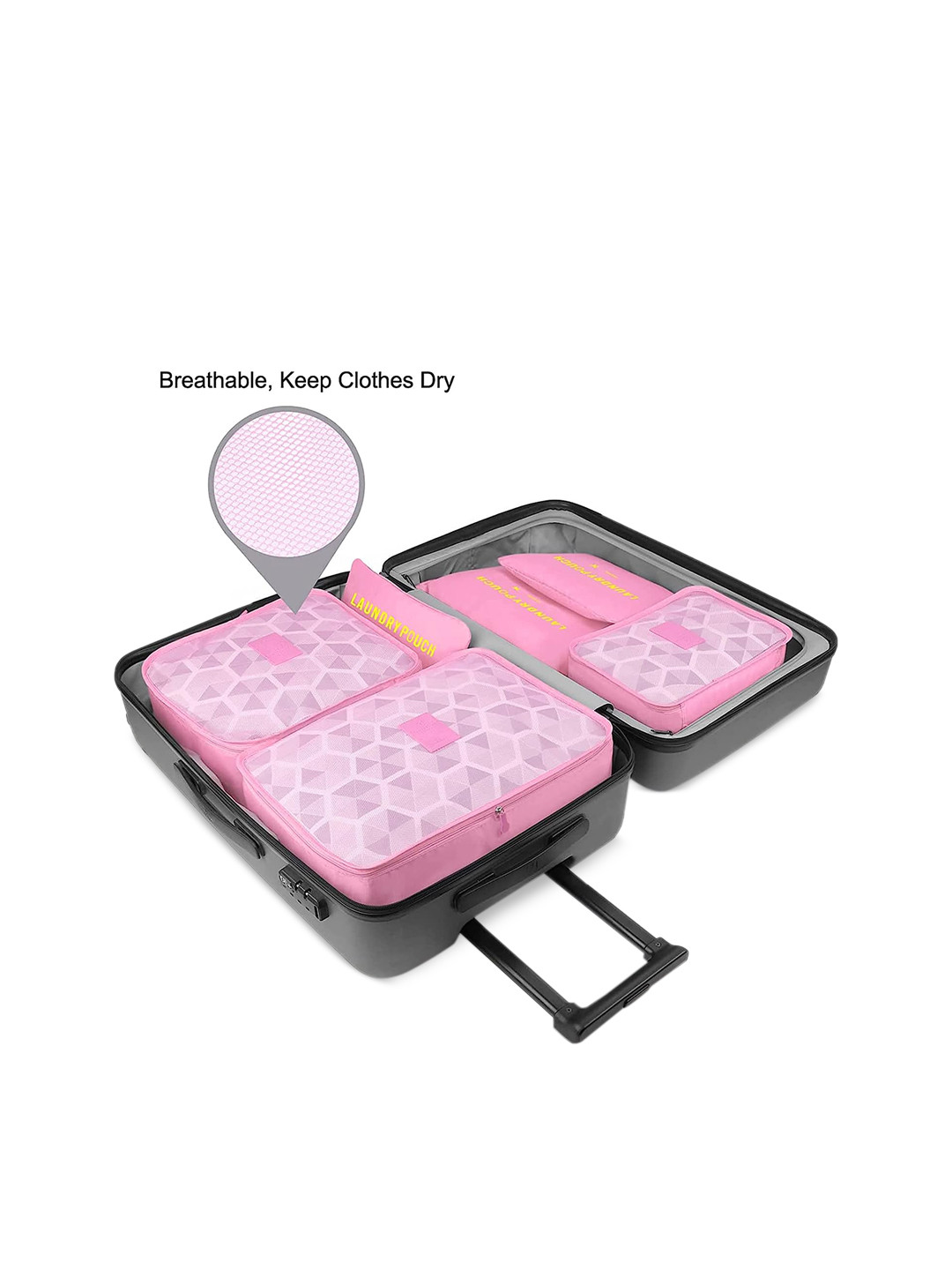 Awestuffs Pink 6 Pieces Printed Multi-Utility Organisers