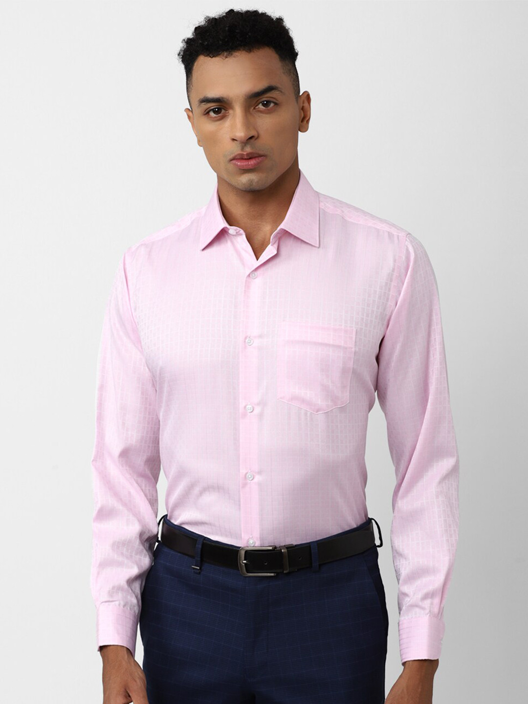 Van Heusen Durapress Micro Checked Pure Cotton Wrinkle Resistant & Easy Care Formal Shirt