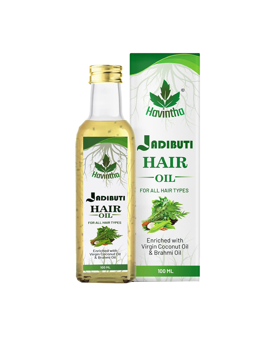 Havintha Jadibuti Hair Oil with Virgin Coconut Oil & Brahmi Oil - 100ml