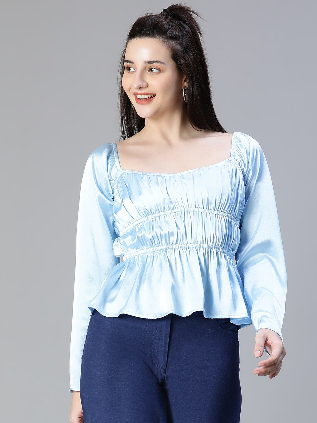 Oxolloxo Square Neck Peplum Top