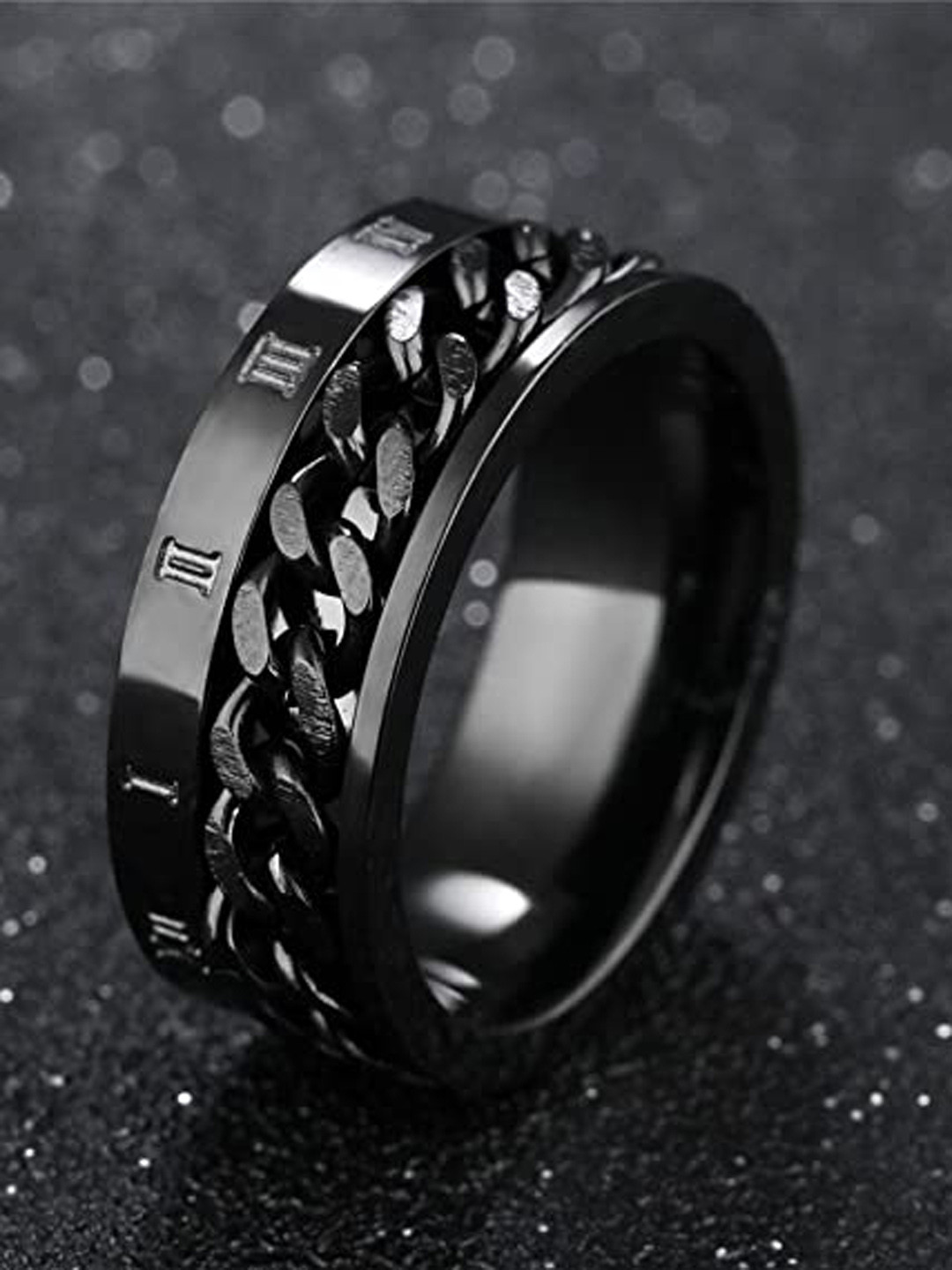 MEENAZ Men Silver Plated Textured Band Ring