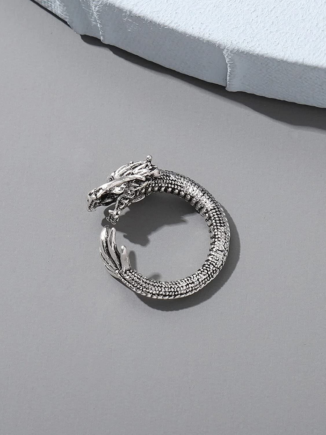 MEENAZ Men Silver Plated Stainless Steel Dragon Claw Finger Ring