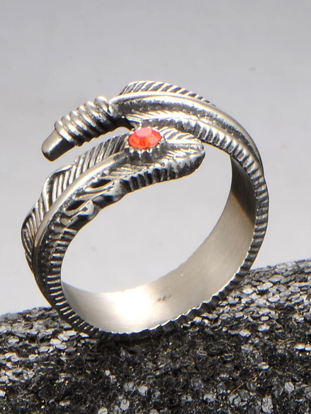 MEENAZ Men Silver Plated Stainless Steel Dragon Claw Finger Ring