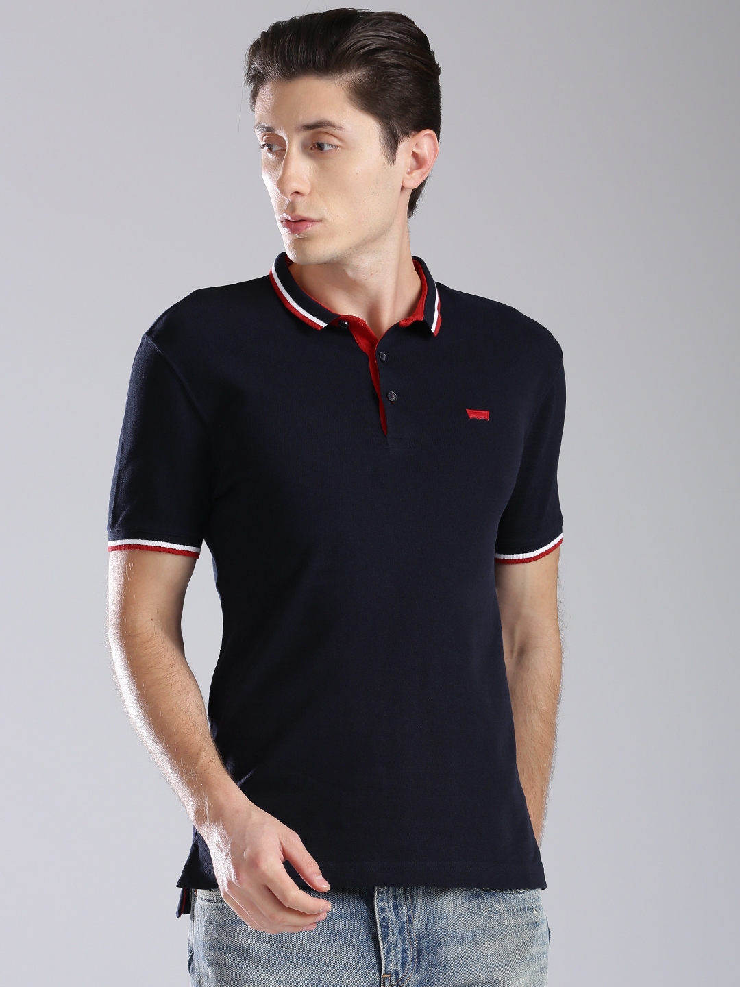 Buy Levis Men Navy Blue Solid Polo Collar T Shirt - Tshirts for Men 2363454  | Myntra