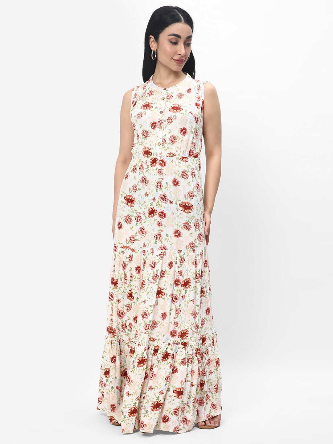 R&B Floral Print Maxi Dress