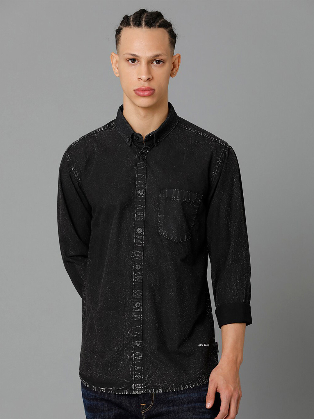 Voi Jeans Button Down Collar Slim Fit Pure Cotton Casual Shirt