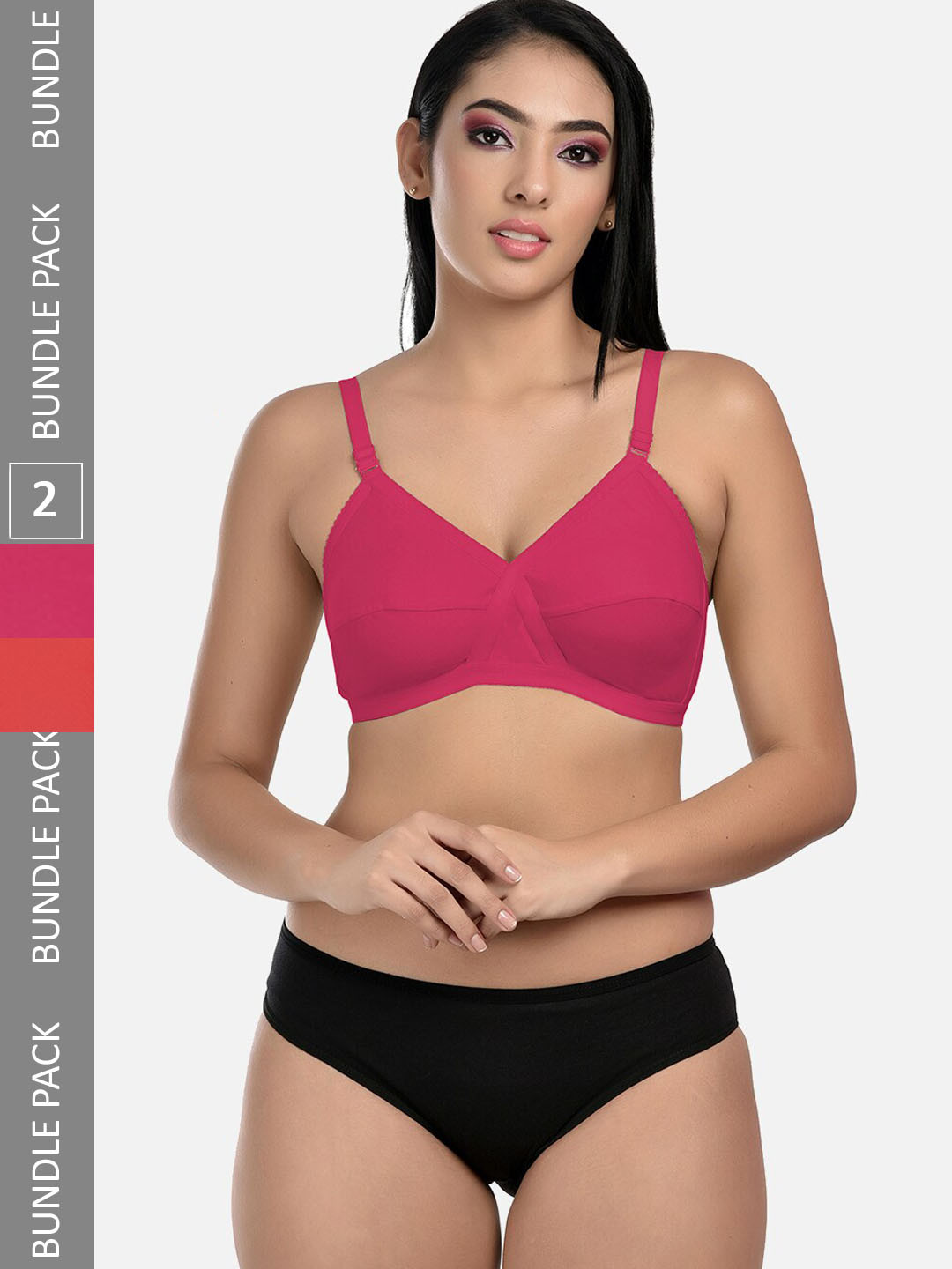 StyFun Pack Of 2 Lingerie Set LS_Cross_Set_PinkRed_B