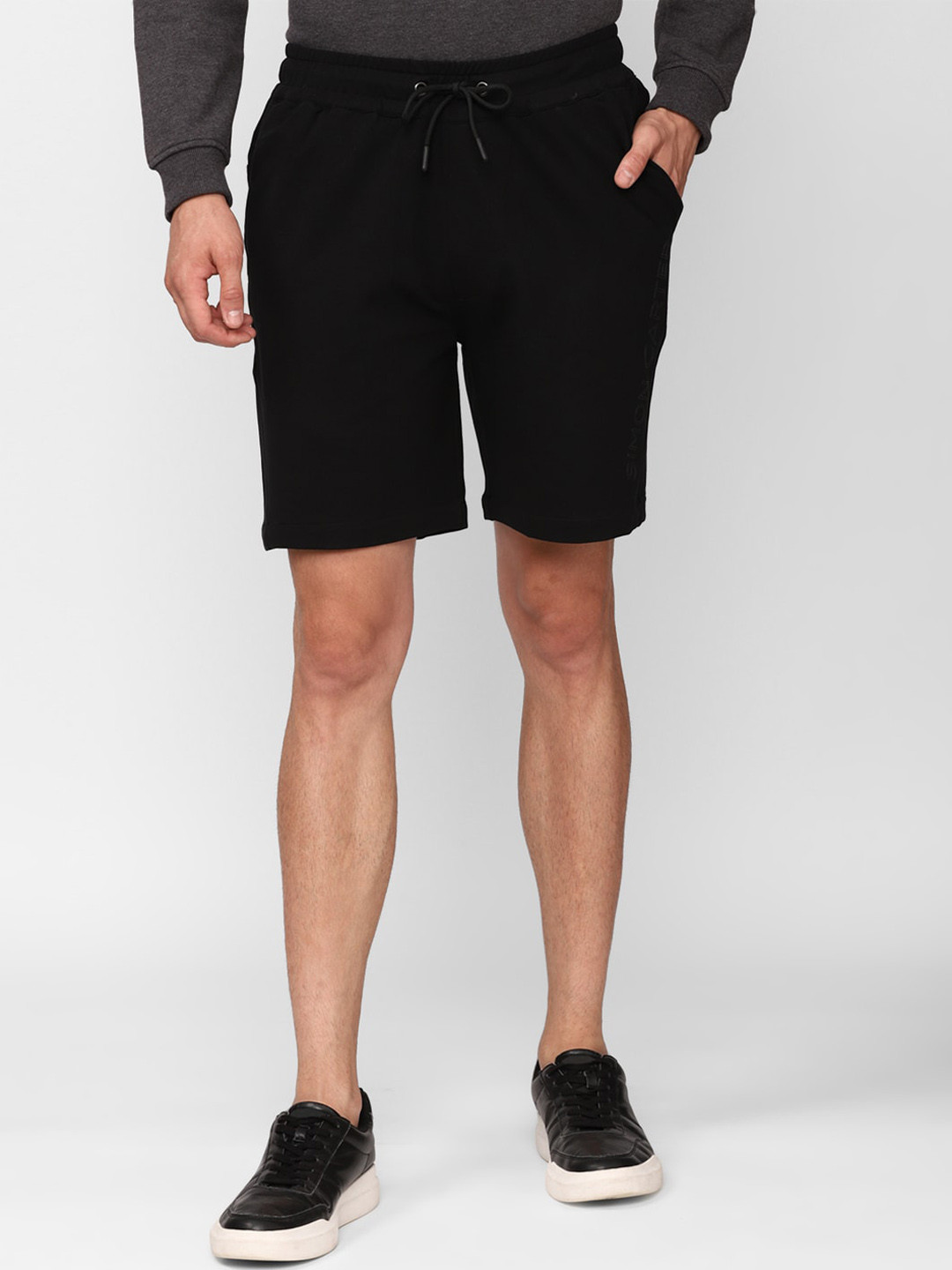 SIMON CARTER LONDON Men Black Slim Fit Mid-Rise Regular Shorts